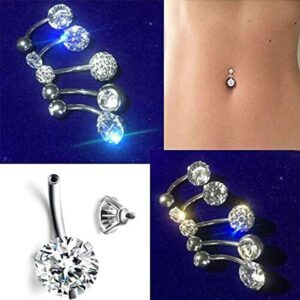 5 PCS 14G Stainless Steel Belly Button Rings for Women Girls, YEELONG 5 Style Silver Navel Piercing Body Piercing Jewelry