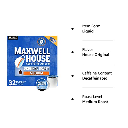 Maxwell House Original Roast Medium Roast K-Cup Coffee Pods (32 ct Box)