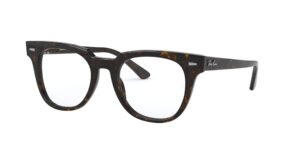 ray-ban rx5377 meteor square prescription eyeglass frames, havana/demo lens, 52 mm