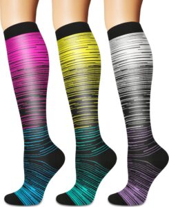 compression socks for women and men circulation (3 pairs) - best for nursing,running,travel knee high socks