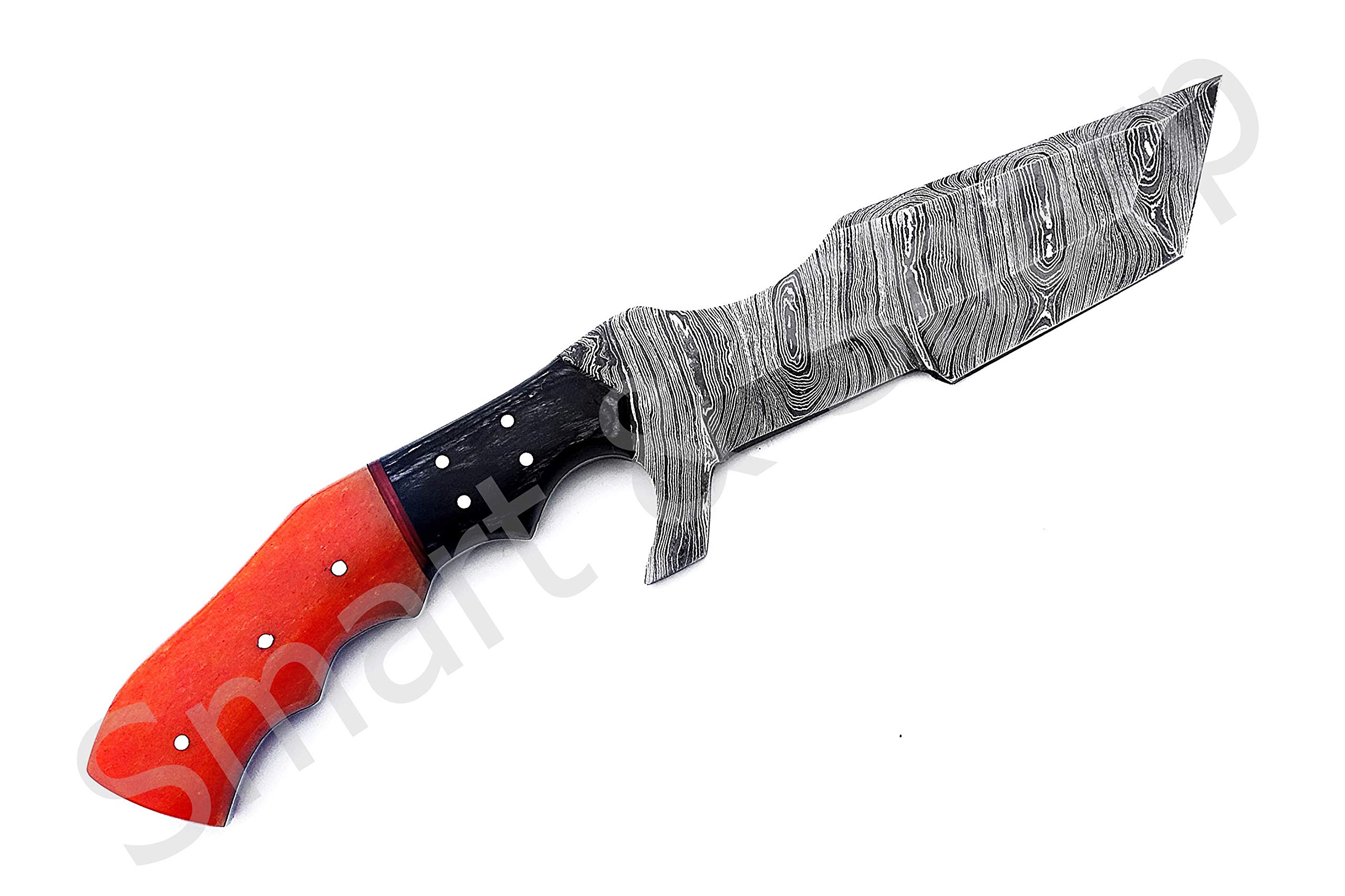 Smart & Sharp Custom Handmade Damascus Steel Hunting Knife/Bowie Knife AA-17129 (Colored Bone and Black Wood)