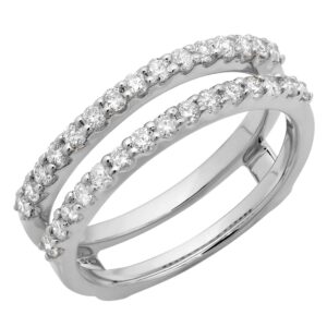 dazzlingrock collection 0.50 carat (ctw) 10k round lab grown diamond women wedding enhancer guard band 1/2 ct, white gold, size 4.5