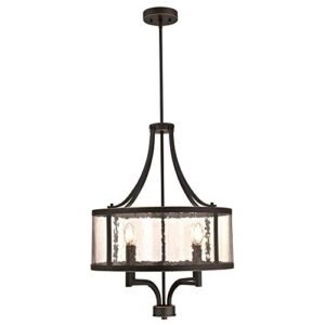 Westinghouse 6368400 Belle View Four-Light Indoor, Oil Rubbed Bronze Finish with Highlights and Clear Seeded Glass Chandelier, One Size , Oil-rubbed Bronze