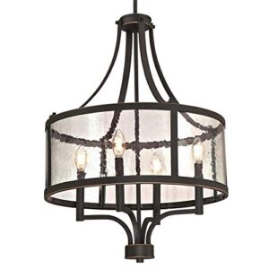 Westinghouse 6368400 Belle View Four-Light Indoor, Oil Rubbed Bronze Finish with Highlights and Clear Seeded Glass Chandelier, One Size , Oil-rubbed Bronze