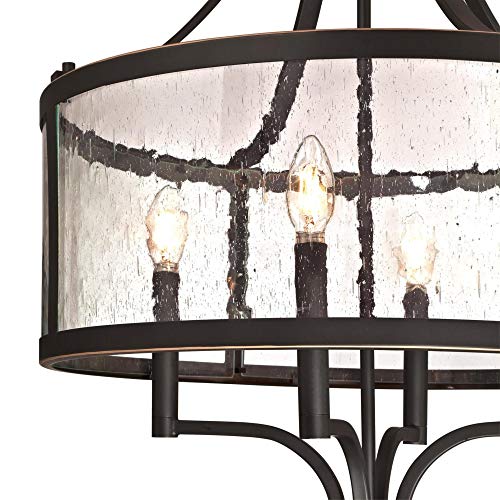 Westinghouse 6368400 Belle View Four-Light Indoor, Oil Rubbed Bronze Finish with Highlights and Clear Seeded Glass Chandelier, One Size , Oil-rubbed Bronze