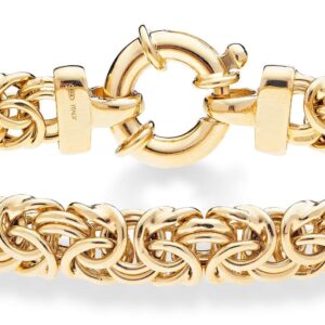 Miabella Italian 18K Gold Over Sterling Silver 9mm Classic Byzantine Link Chain Bracelet for Women, 925 Handmade in Italy (7.5 Inches)