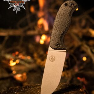 Off-Grid Knives - Tracker-X2 Camp Knife, Cryo D2, Micarta Scales, 90 Degree Spine, Kydex Sheath, Belt Attachment, Bushcraft, Hunting, Survival, Camping (Stonewash)