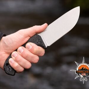 Off-Grid Knives - Tracker-X2 Camp Knife, Cryo D2, Micarta Scales, 90 Degree Spine, Kydex Sheath, Belt Attachment, Bushcraft, Hunting, Survival, Camping (Stonewash)