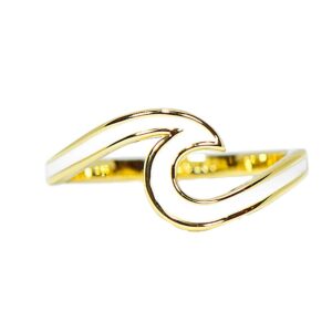 Pura Vida Gold Plated Enamel Wave Ring - .925 Sterling Silver, Brass Base Band - Size 9