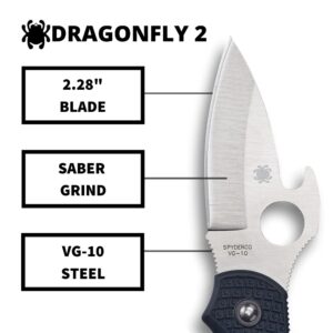 Spyderco Dragonfly 2 Lightweight Signature Knife with 2.28" Saber-Ground VG-10 Steel Blade and Emerson Opener - PlainEdge - C28PGYW2