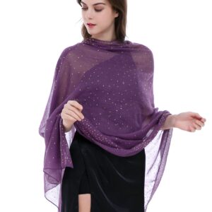 BANETTETA Shawls and Wraps for Evening Dresses Shawls and Wraps for Weddings Formal Shawls and Wraps for Evening Dresses Purple Shawl Fall (Purple)