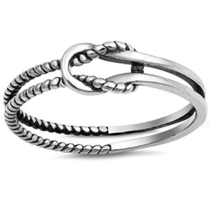 jude jewelers stainless steel vintage style knotted wave promise ring (silver, 9)