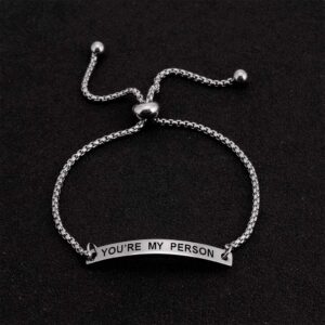 SOUSYOKYOSAM You're My Person Hand Stamped Cuff Bangle Best Friend Positive Bracelet Gift for Family Lover