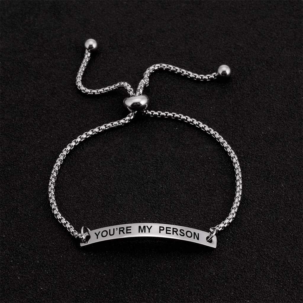 SOUSYOKYOSAM You're My Person Hand Stamped Cuff Bangle Best Friend Positive Bracelet Gift for Family Lover