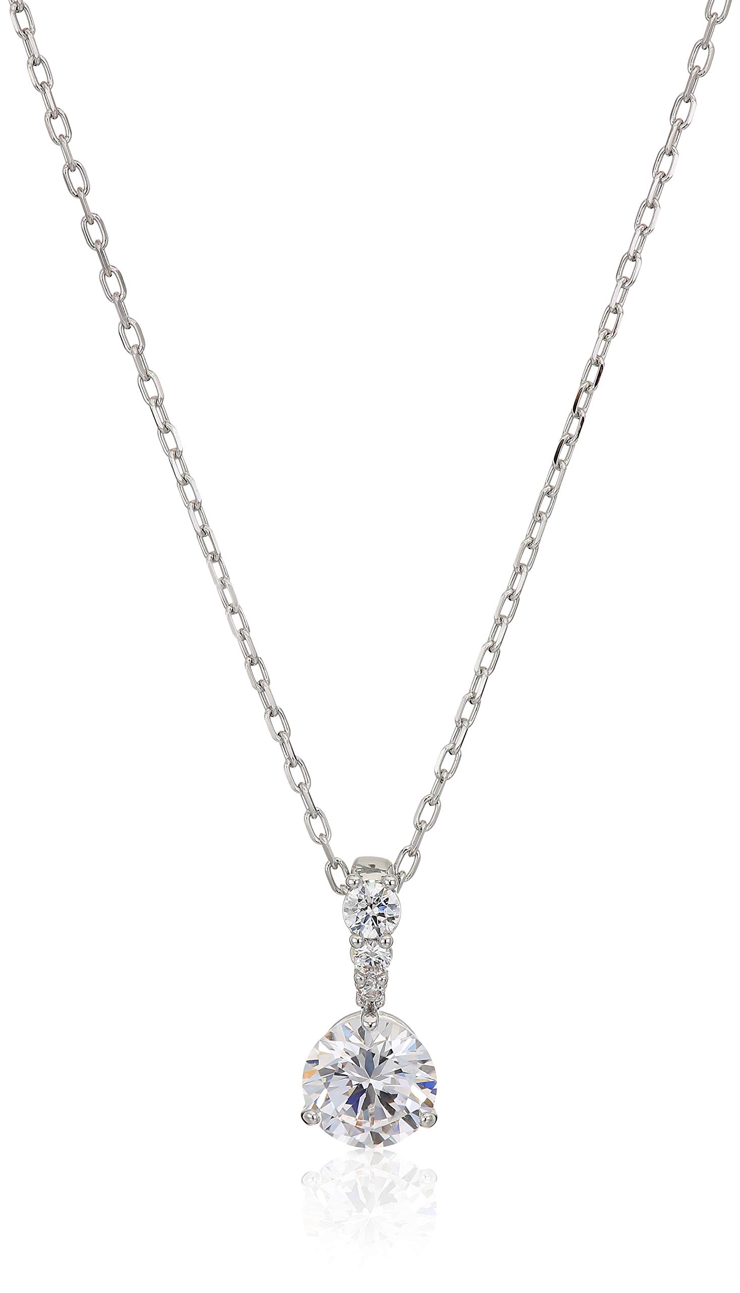 SWAROVSKI 7 mm Solitaire Pendant Necklace Cz White One Size