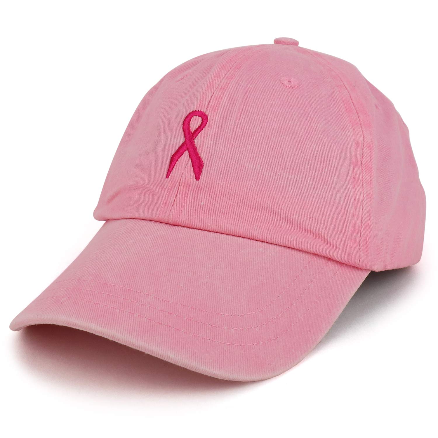 Armycrew Small Breast Cancer Awareness Ribbon Embroidered Washed Cotton Cap - Pink