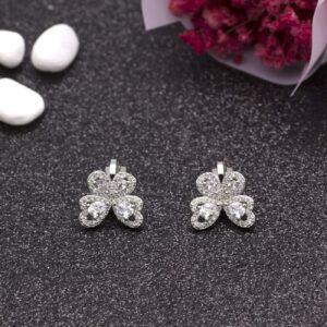 YOQUCOL Butterfly shape Cubic Zirconia Crystal Clip On Earrings Non Pierced Silver Stud for Women