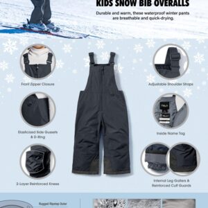 TSLA Kids Little Boys Girls Baby Winter Snow Bibs, Waterproof Insulated Snowboard Overalls, Ripstop Ski Pants, Winter Snow Overall Charcoal Blue, 5T