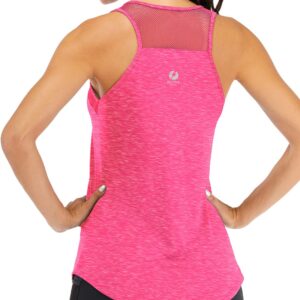 ICTIVE Workout Tank Tops for Women Breathable Mesh Racerback Tank Tops Muscle Tank Workout Tops for Women Yoga Tops for Women Loose fit Backless Running Tank Tops Gym Tops Rose M