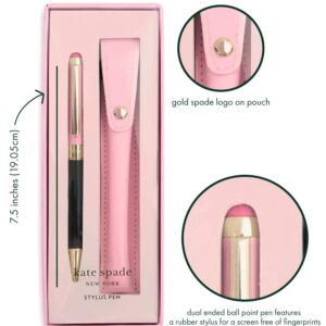 Kate Spade New York Stylus Pen for Touch Screens, Metal Ballpoint Pen with Black Ink and Storage Pouch, Colorblock