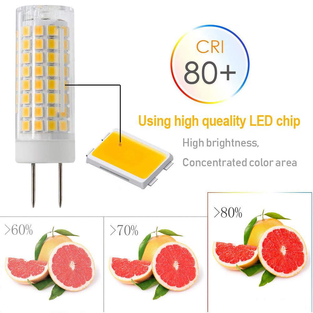 G8 Led Bulb, All New 75W Halogen Bulb Replacement, Dimmable 7W T4 G8 Led Lamps, G8 Bi-pin Base Bulb, AC120V 720lm, Under Cabinet Counter Light, Kitchen Lighting and Puck Lights, 3000K Warm White 4pack