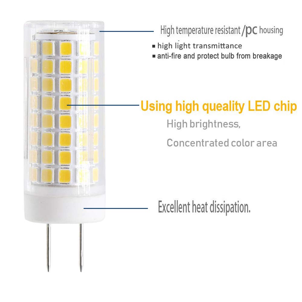 G8 Led Bulb, All New 75W Halogen Bulb Replacement, Dimmable 7W T4 G8 Led Lamps, G8 Bi-pin Base Bulb, AC120V 720lm, Under Cabinet Counter Light, Kitchen Lighting and Puck Lights, 3000K Warm White 4pack