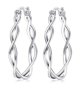 milacolato 925 sterling silver hoop earrings lightweight twisted irish celtic knot dangle earrings hypoallergenic boho vintage filigree earrings for women