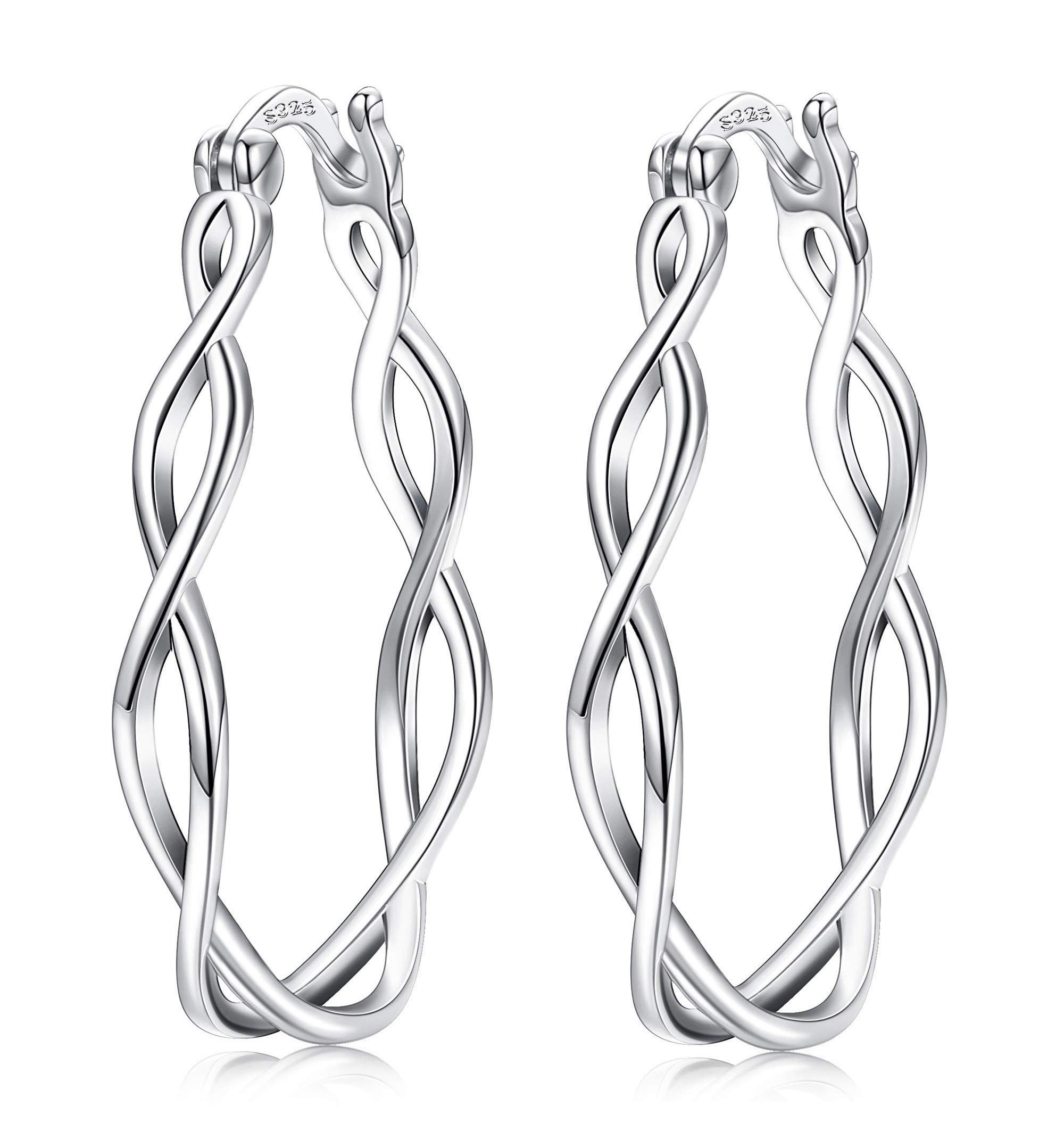 Milacolato 925 Sterling Silver Hoop Earrings Lightweight Twisted Irish Celtic Knot Dangle Earrings Hypoallergenic Boho Vintage Filigree Earrings for Women