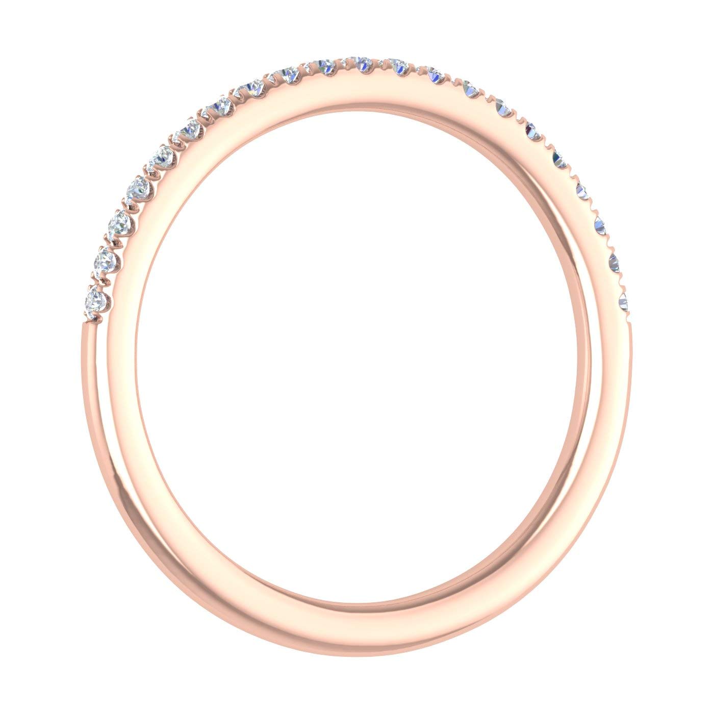 14K Rose Gold Half Eternity Diamond Wedding Band Ring for Women (0.15 Carat) (Ring Size 6)