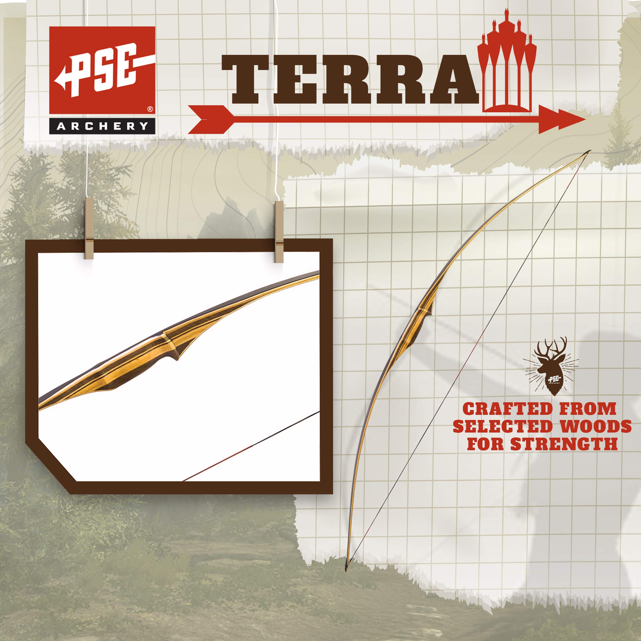 PSE ARCHERY Terra Longbow-Wood-Arrow-Set - Right Hand - 64-45