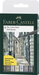 faber-castell f167808 8 x pitt artist pens (soft brush) shades of grey