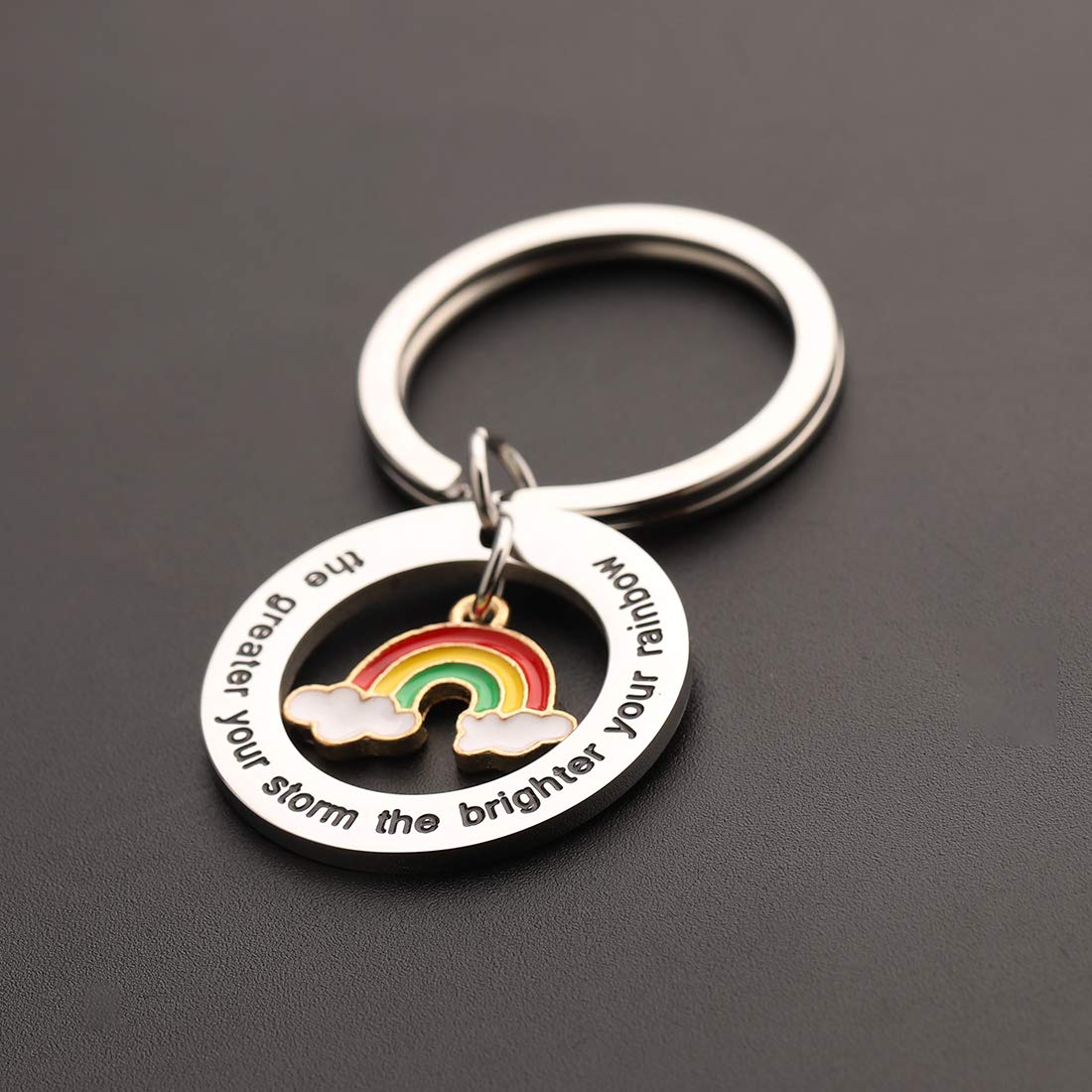 CHOORO The Greater Your Storm The Brighter Your Rainbow Encouragement Keychain Keep Going Gift (Key Chain)