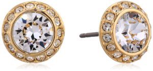 swarovski crystal angelic stud earrings, gold-tone