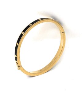 kate spade spot the spade thin black/gold tone bangle bracelet