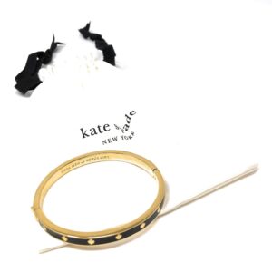 Kate Spade Spot The Spade Thin Black/Gold Tone Bangle Bracelet