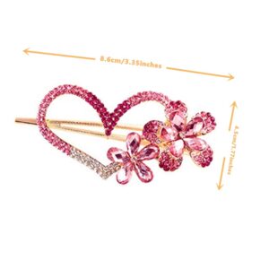 4 Packs Heart Shaped Crystal Butterfly Flower Vintage Hair Barrettes Peacock Rhinestones French Hair Clip Bridal Wedding Formal Event Jewelry Accessory for Women Girls