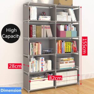 Rerii Closet Storage Organizer, Versatile Free-Standing DIY Bookshelf 5-Tier 10-Cube for Bedroom, Living Room, Office | Space-Saving Cube Storage Solution