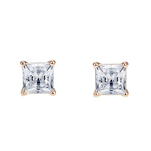 SWAROVSKI Attract Pierced Stud Earrings, Square-Cut Clear Crystals on Rose-Gold Tone Finish Setting, Part of the Swarovski Attract Collection