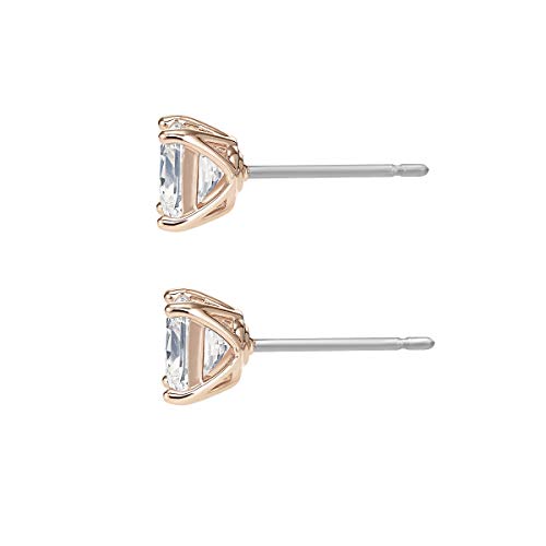 SWAROVSKI Attract Pierced Stud Earrings, Square-Cut Clear Crystals on Rose-Gold Tone Finish Setting, Part of the Swarovski Attract Collection