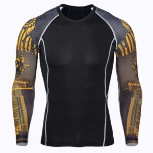 Men's Workout Set Compression Shirt and Pants Top Long Sleeve Sports Tight Base Layer Suit Quick Dry & Moisture-Wicking Yellow M