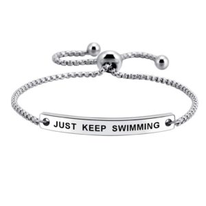 SOUSYOKYOSAM Just Keep Swimming Inspirational Cuff Expandable Bracelet Motivational Jewellery Amazing Gift