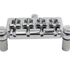 Guyker 3 Point 4 String Bass Bridge Tailpiece – Zinc Alloy Bridges Tailpiece with Saddle Replacement Parts for Bass (BG004)