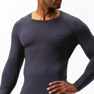 DEVOPS 2 Pack Men's Thermal Long Sleeve Compression Shirts (X-Large, Black/Charcoal)