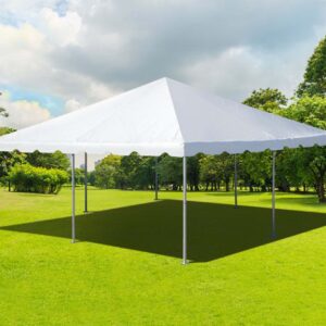 Party Tents Direct 20'x20' Weekender West Coast Tent Frame Style Party Tent (White) PVC Top with Storage Bag - Tents for Parties, Weddings, Birthdays, Banquets, Fiestas, Workshop, Outdoor Event