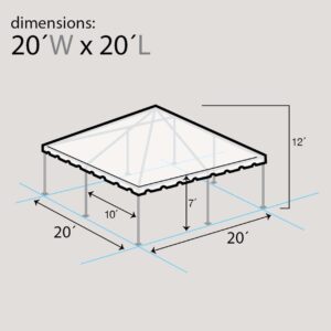 Party Tents Direct 20'x20' Weekender West Coast Tent Frame Style Party Tent (White) PVC Top with Storage Bag - Tents for Parties, Weddings, Birthdays, Banquets, Fiestas, Workshop, Outdoor Event