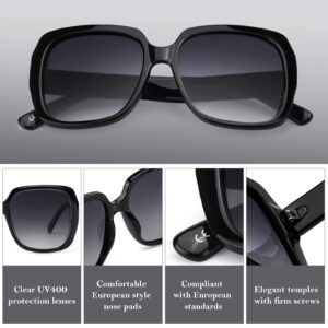 MuJaJa Oversized Square Suglasses for Women Polarized, Fashion Vintage Classic Shades for Outdoor UV Protection