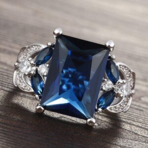 Duan 925 Silver Huge Natural 4Ct Tanzanite Ring Bridal Wedding Engagement Size 6-10 (US Code 9)