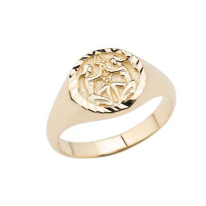 14k gemini yellow gold zodiac ring size 10