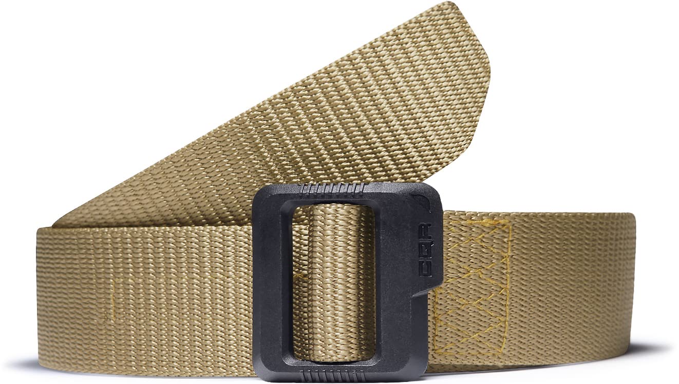 CQR Tactical Belt, Military Style Heavy Duty Belt, Webbing EDC Quick-Release Buckle, 2pack Plastic Flip Tab Black/Khaki, Large