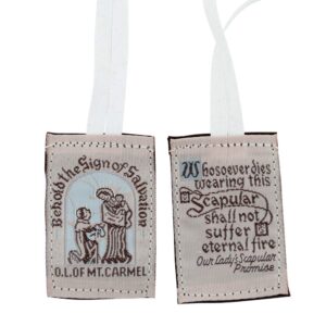 VILLAGE GIFT IMPORTERS Genuine Homemade Scapulars | 100% Real Wool | 6 Styles | Made in The USA | Durable and Beautiful Quality | Christian Jewelry (Slim Brown - No Medals (White Cords))